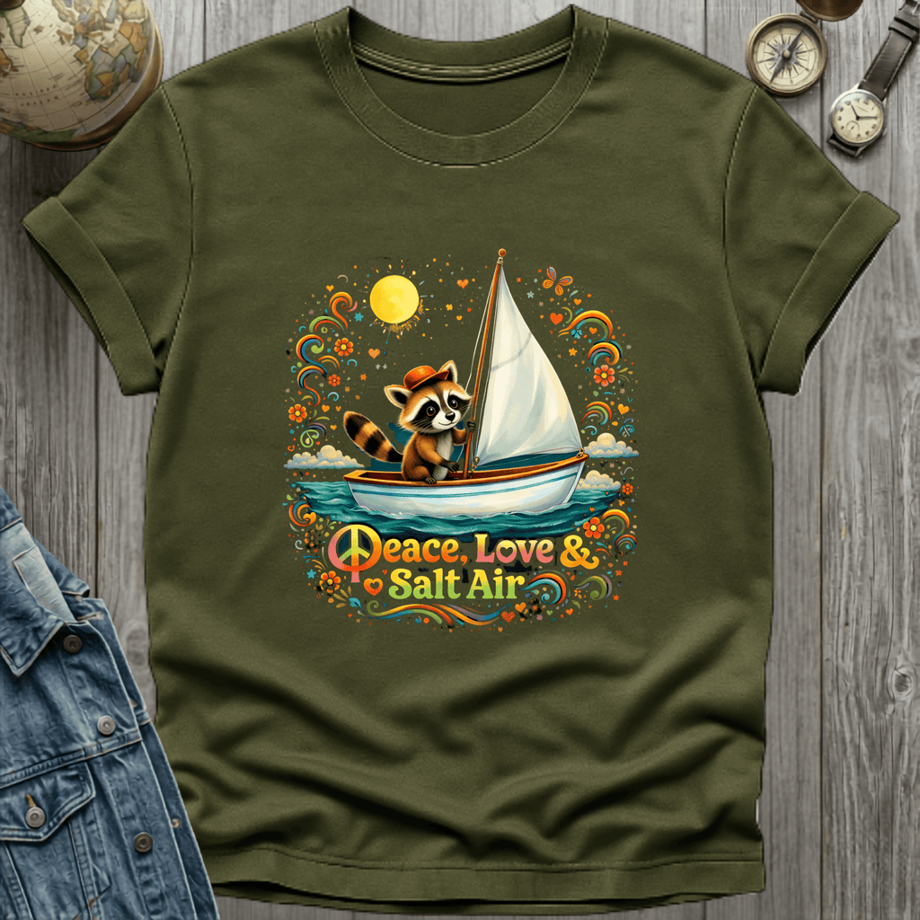 Peace Love Salt Air Raccoon T-Shirt