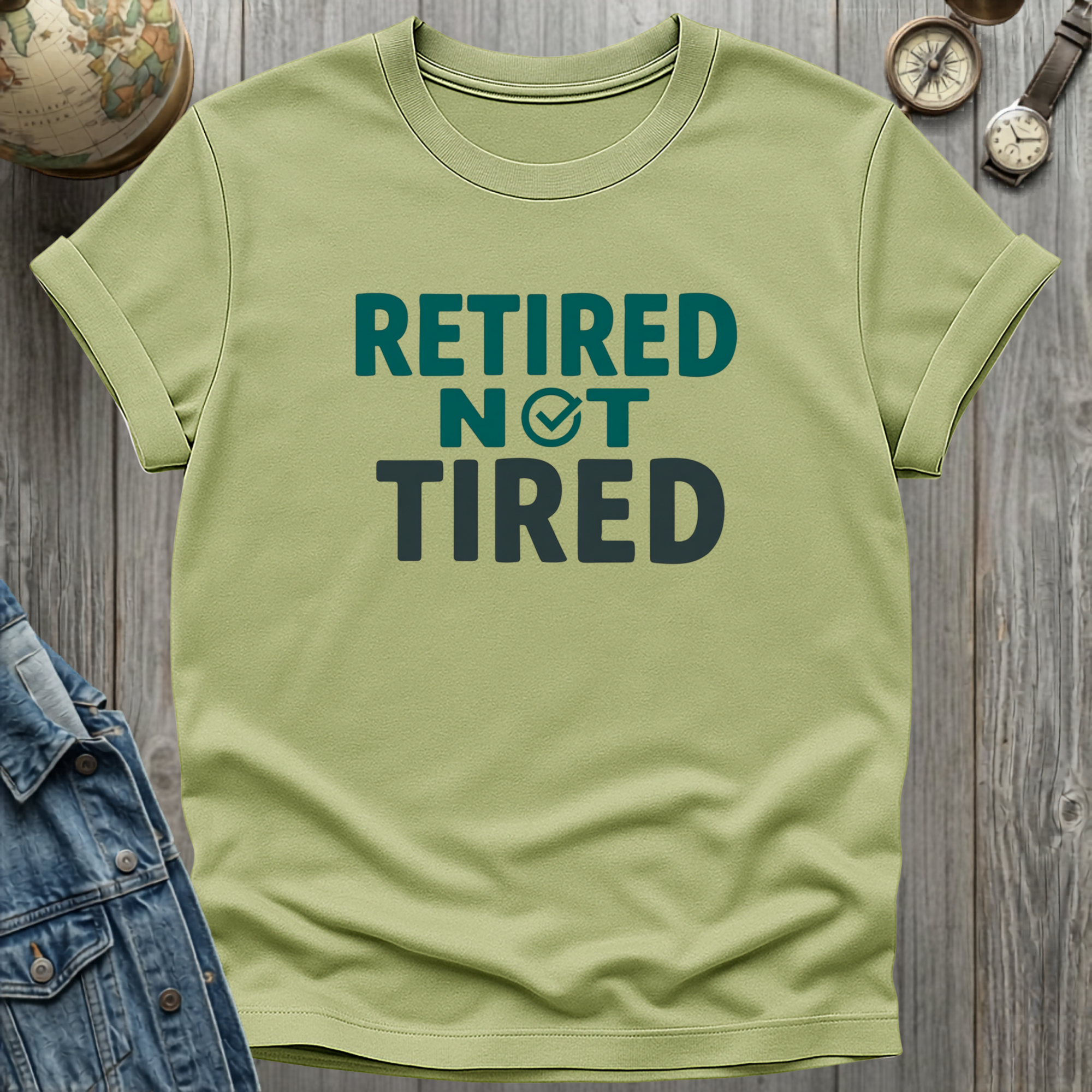 Retired Not Tired Check T-Shirt