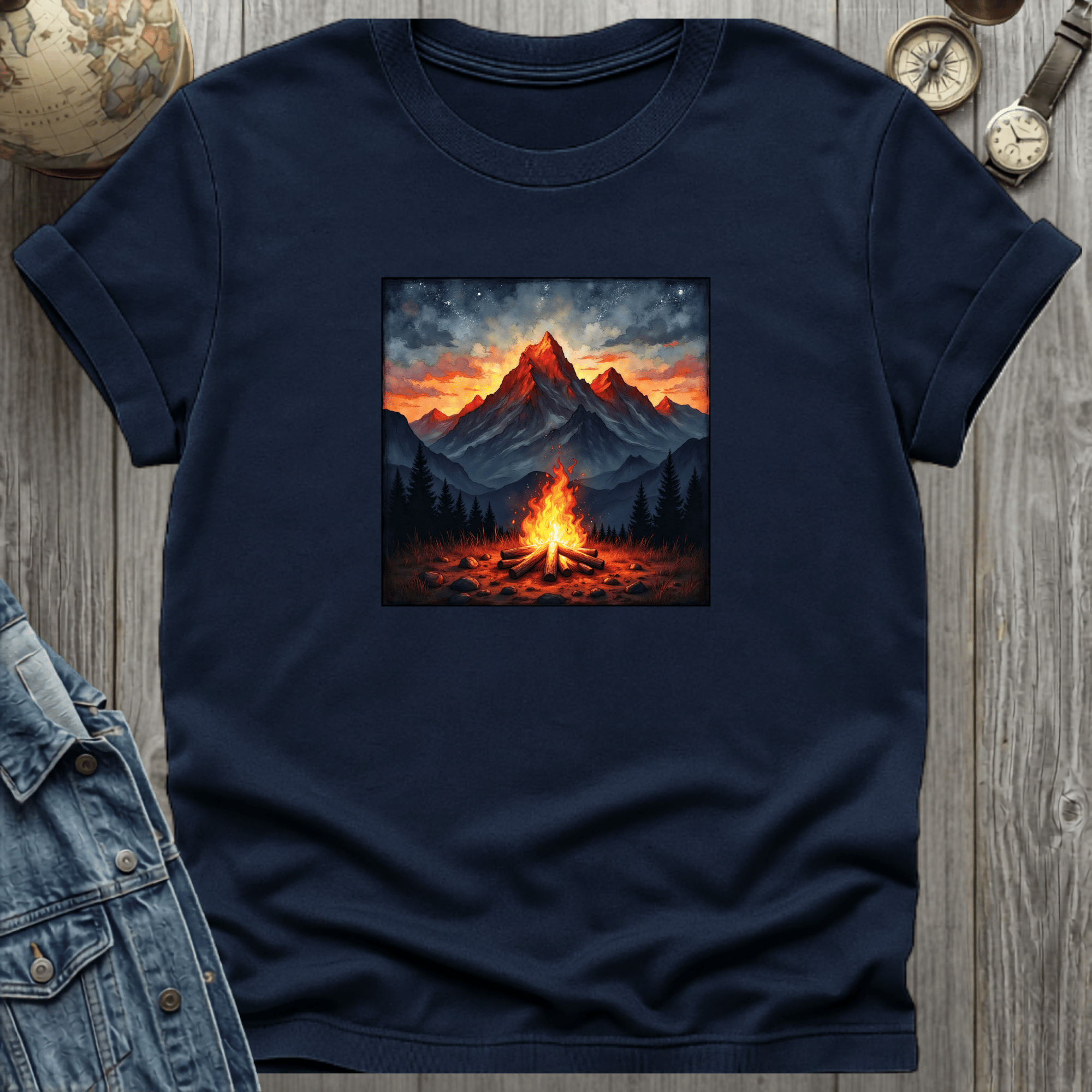 Campfire Beneath Peaks T-Shirt
