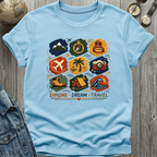 Travel Faux Latch Hook Badges T-Shirt