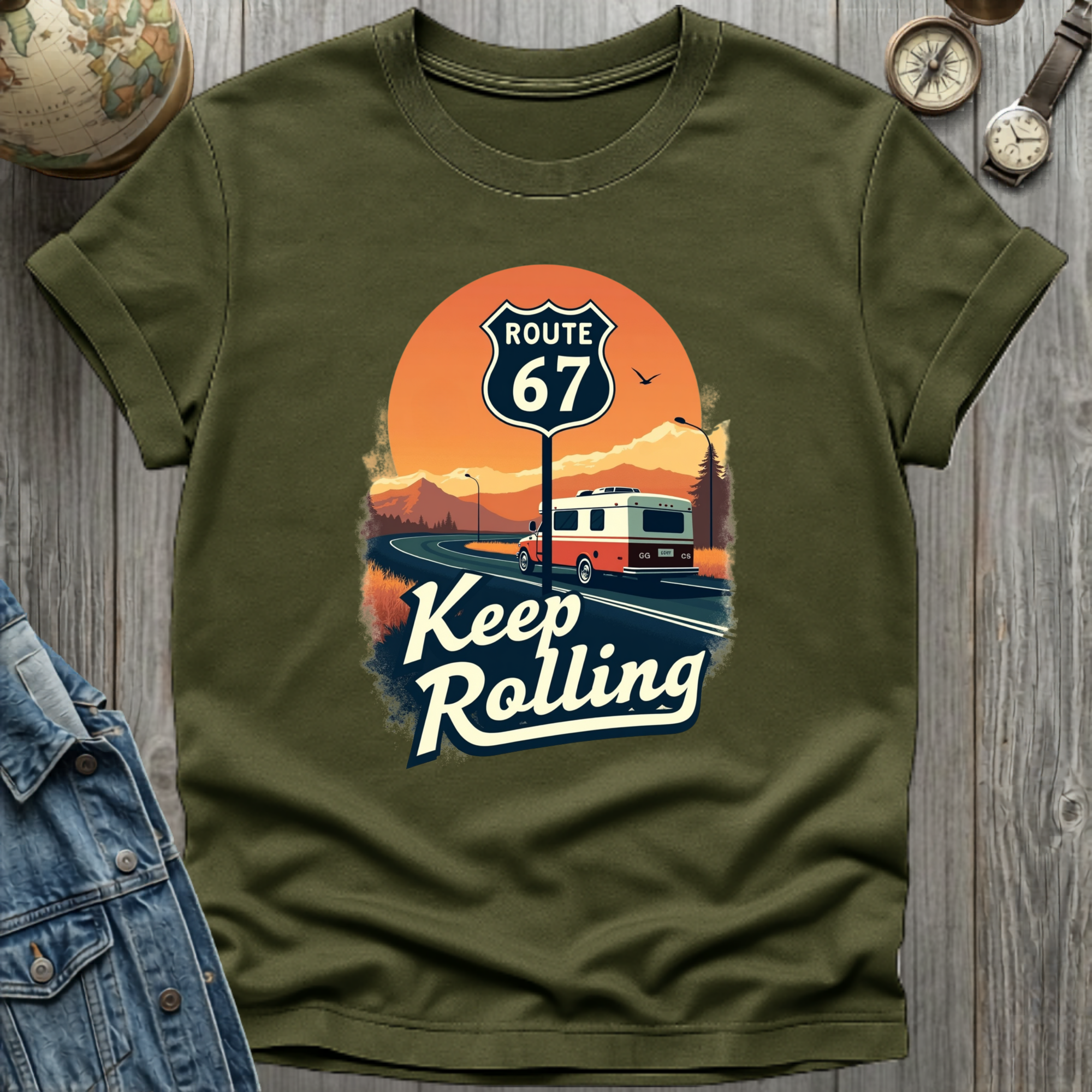 Route 67 Keep Rolling RV T-Shirt