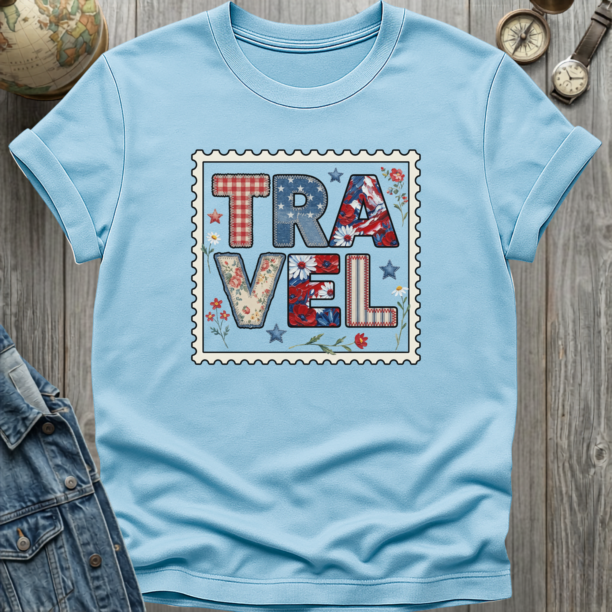 Travel Faux Patchwork T-Shirt