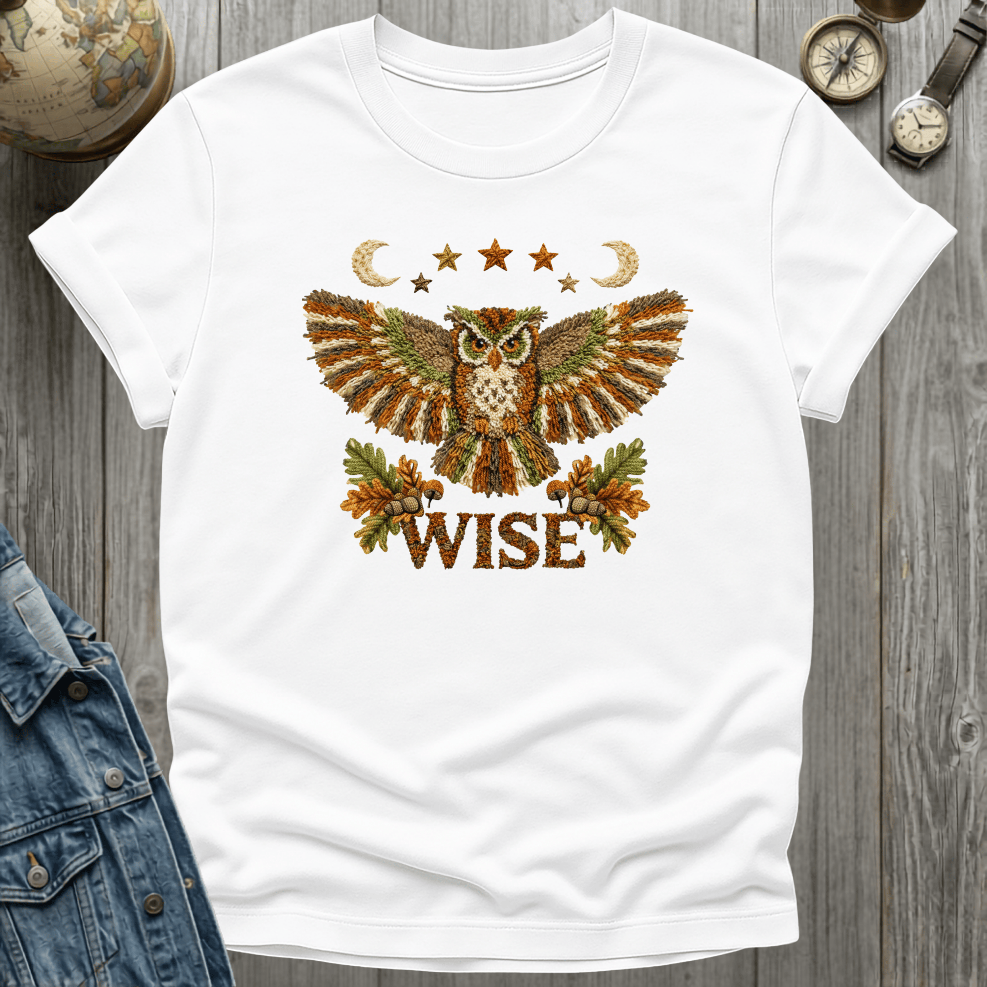 Rustic Owl Faux Latch Hook T-Shirt
