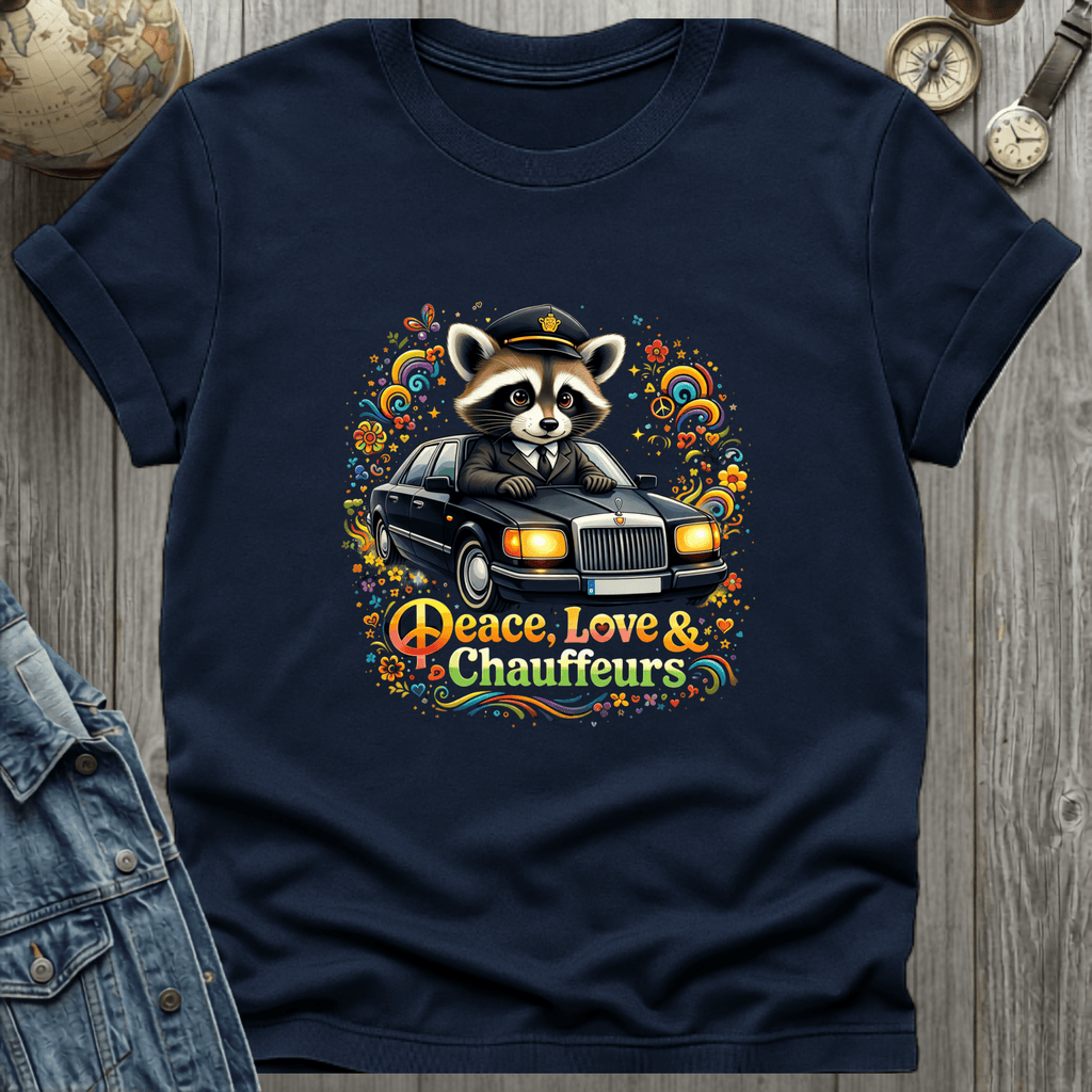 Peace Love Chauffeurs Raccoon T-Shirt