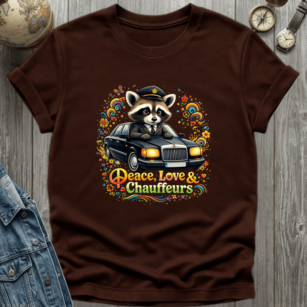 Peace Love Chauffeurs Raccoon T-Shirt