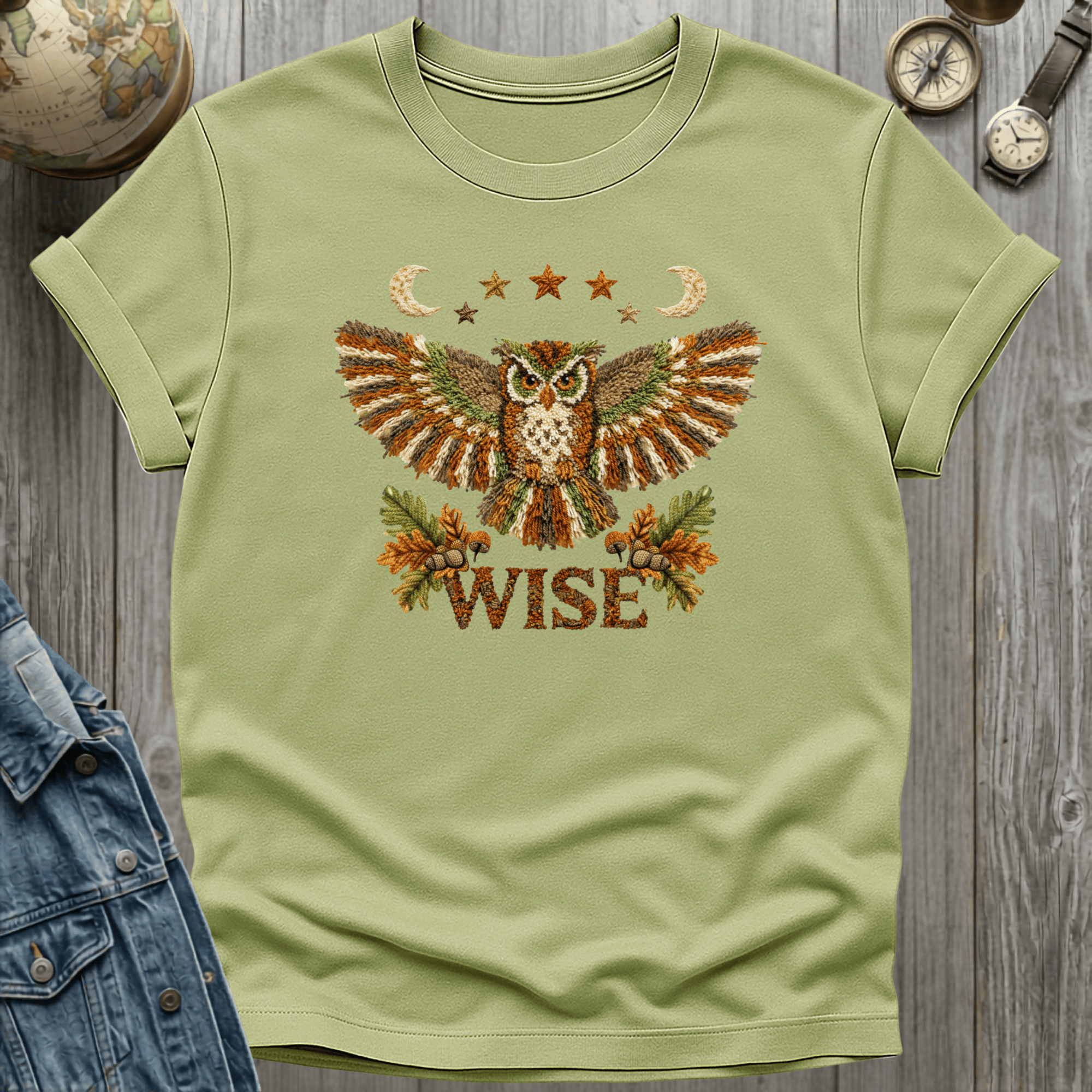 Rustic Owl Faux Latch Hook T-Shirt