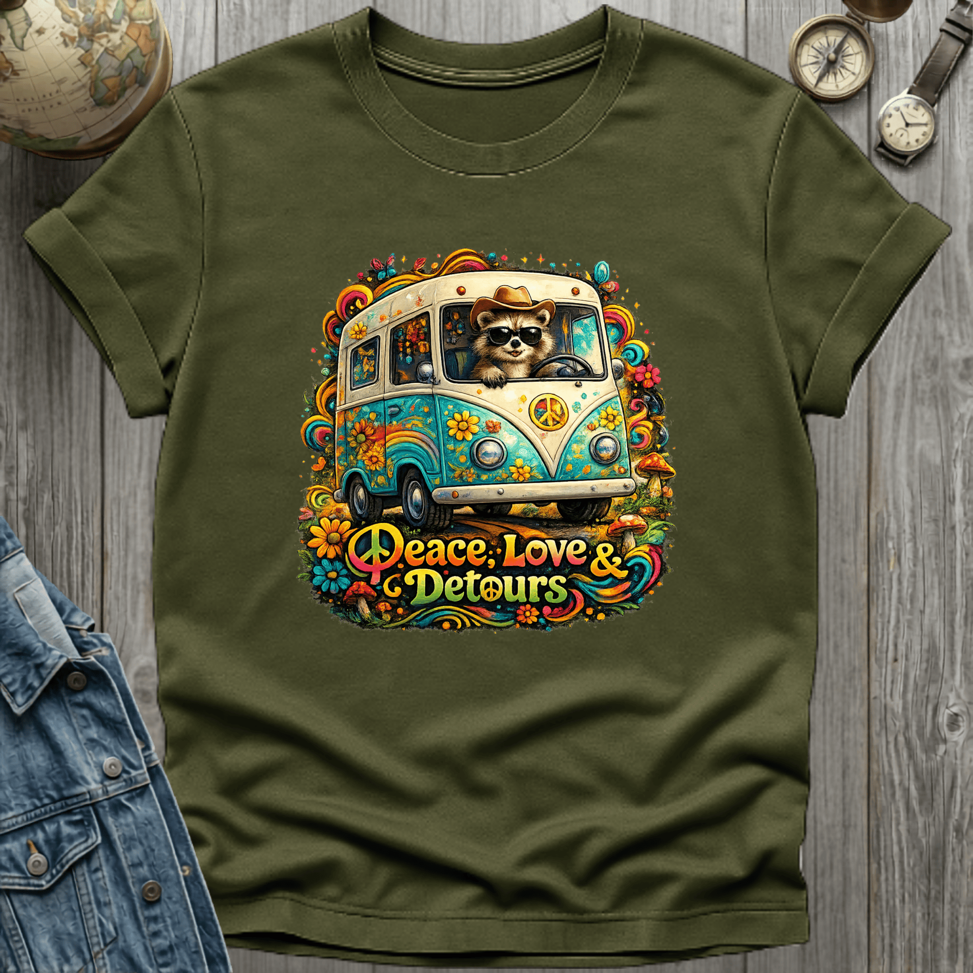 Peace Love Detours Raccoon T-Shirt