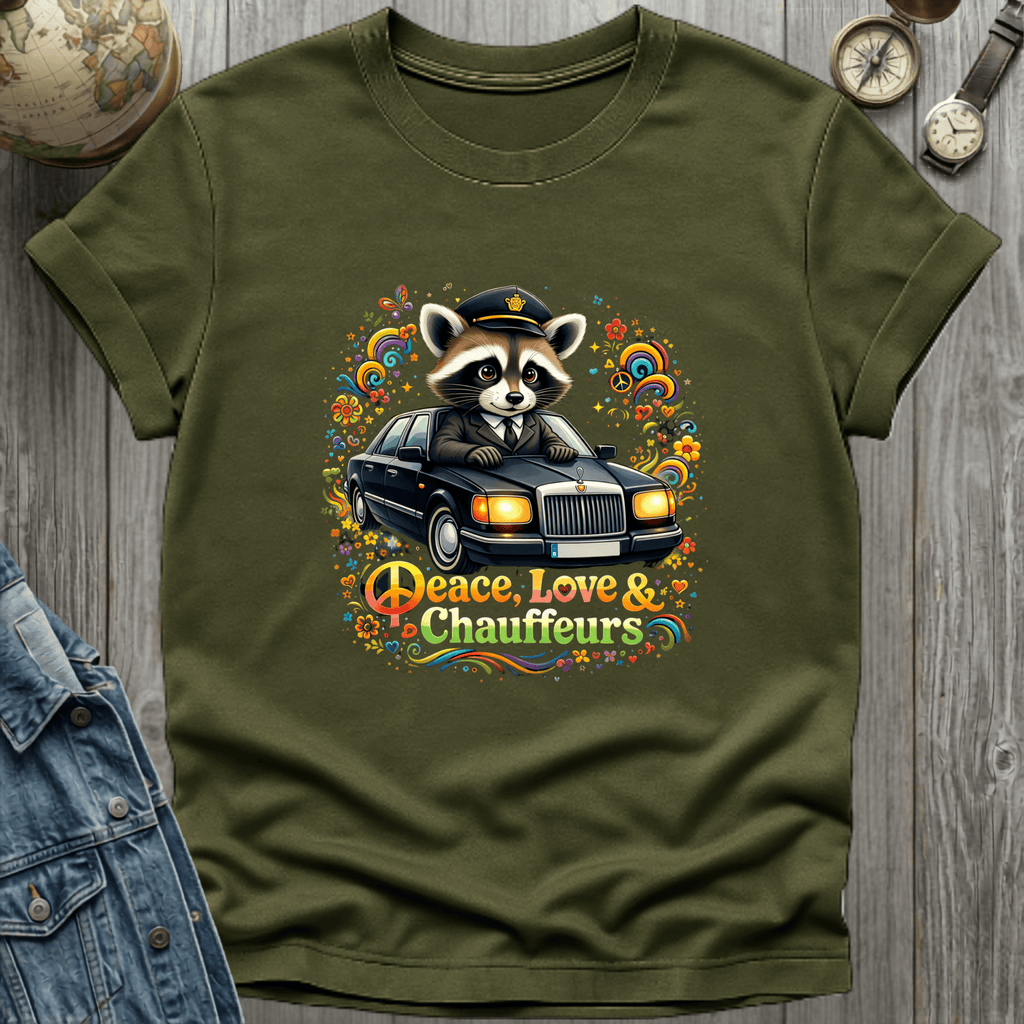 Peace Love Chauffeurs Raccoon T-Shirt
