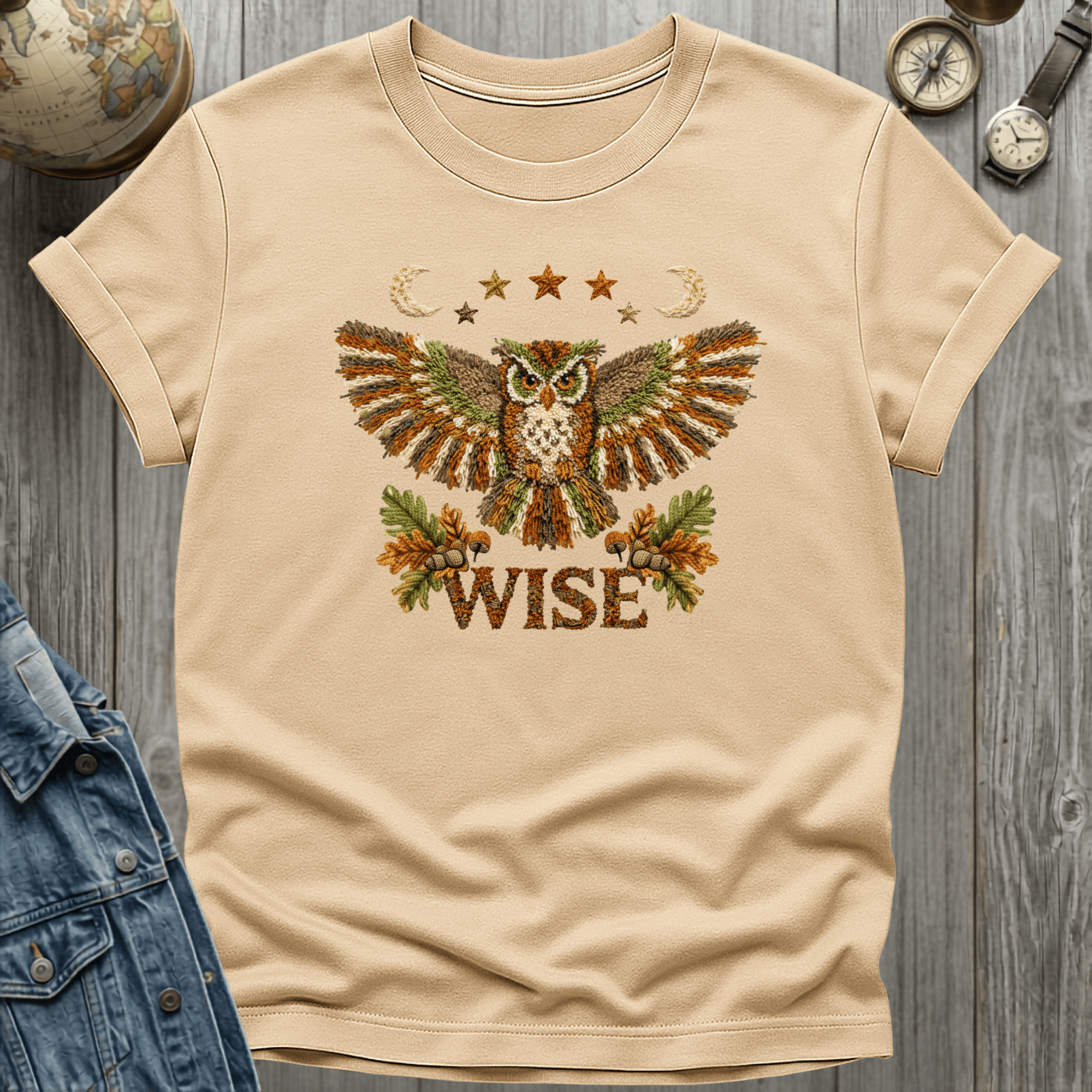 Rustic Owl Faux Latch Hook T-Shirt