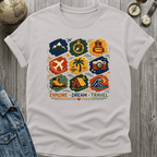 Travel Faux Latch Hook Badges T-Shirt