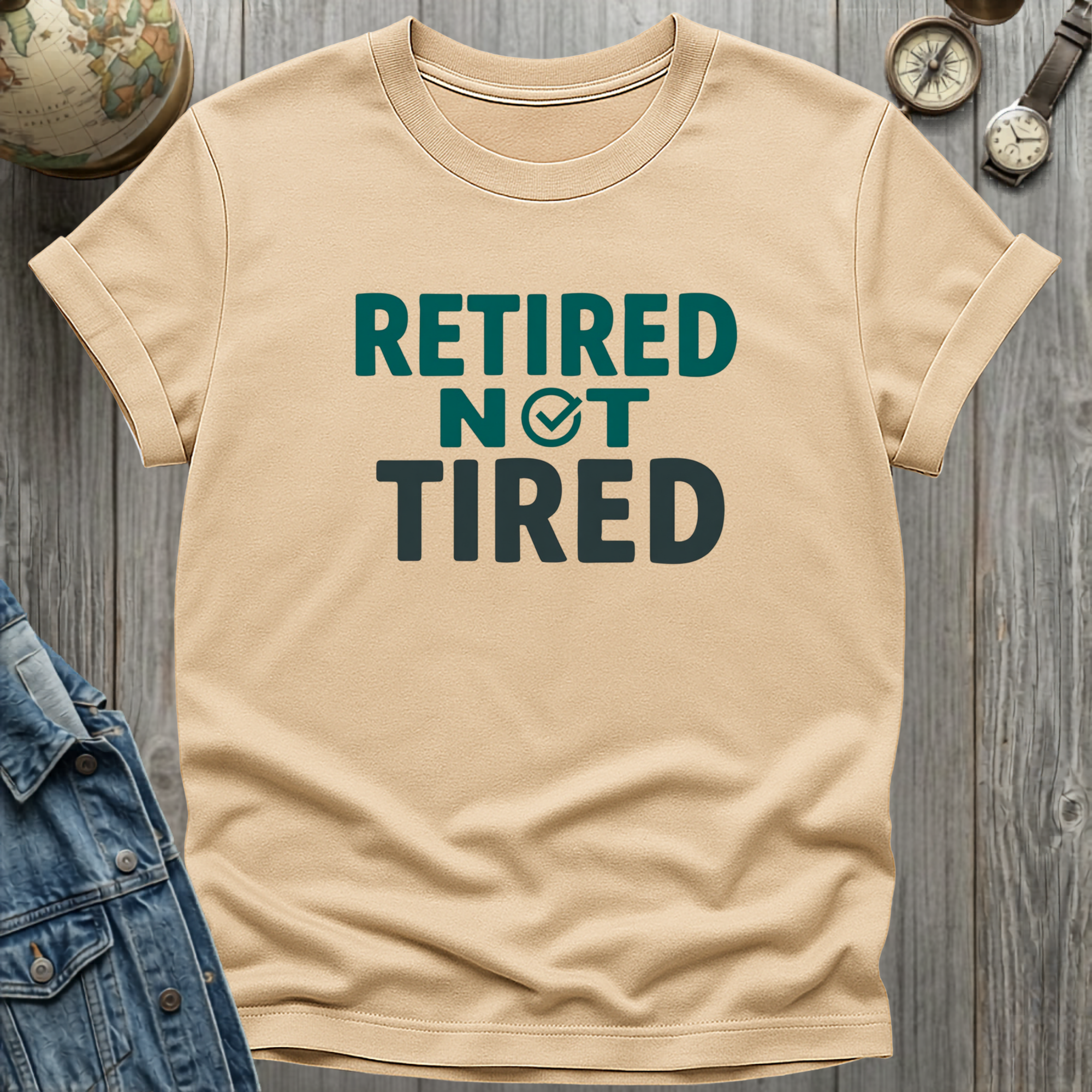 Retired Not Tired Check T-Shirt