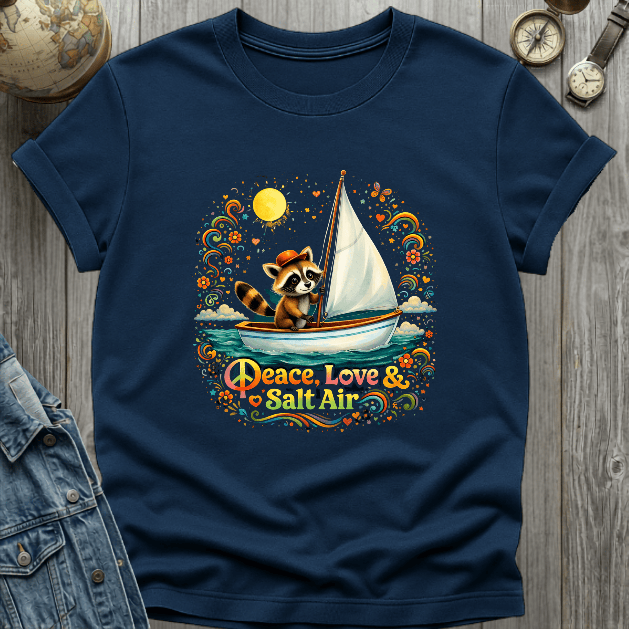 Peace Love Salt Air Raccoon T-Shirt