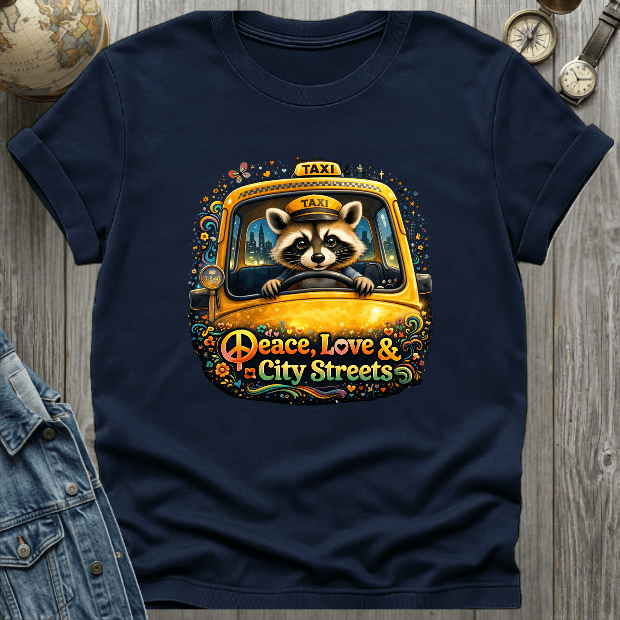 Peace Love City Streets Raccoon T-Shirt