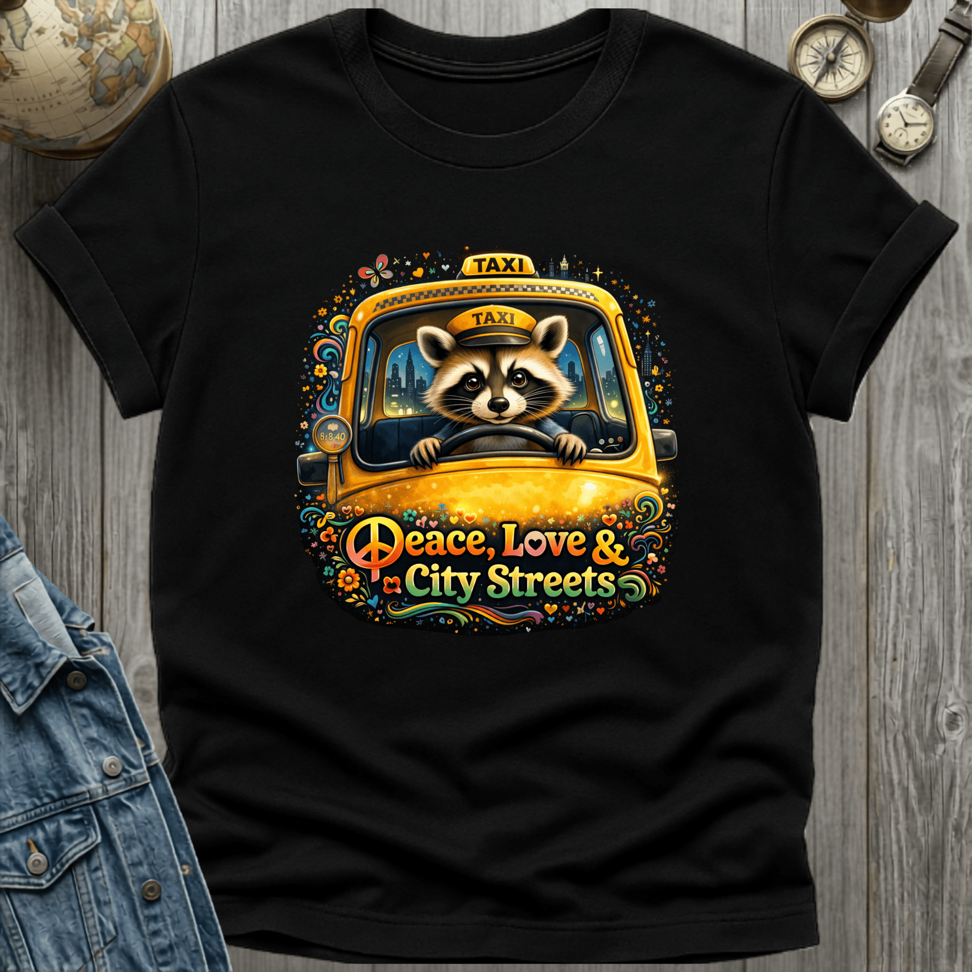 Peace Love City Streets Raccoon T-Shirt