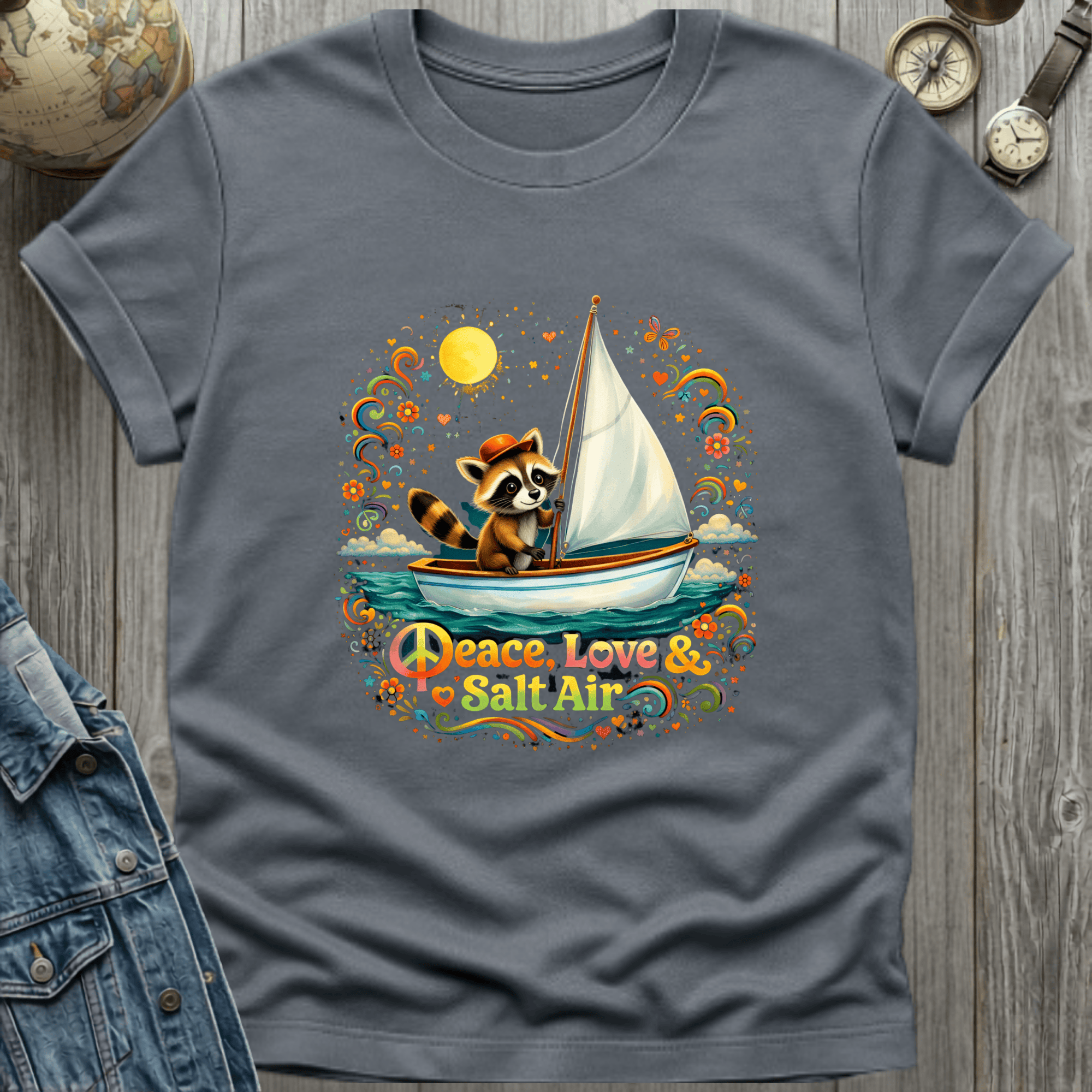 Peace Love Salt Air Raccoon T-Shirt