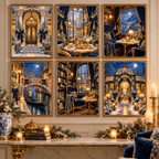 European Winter Elegance: Set of 6 Printable Wall Art Prints