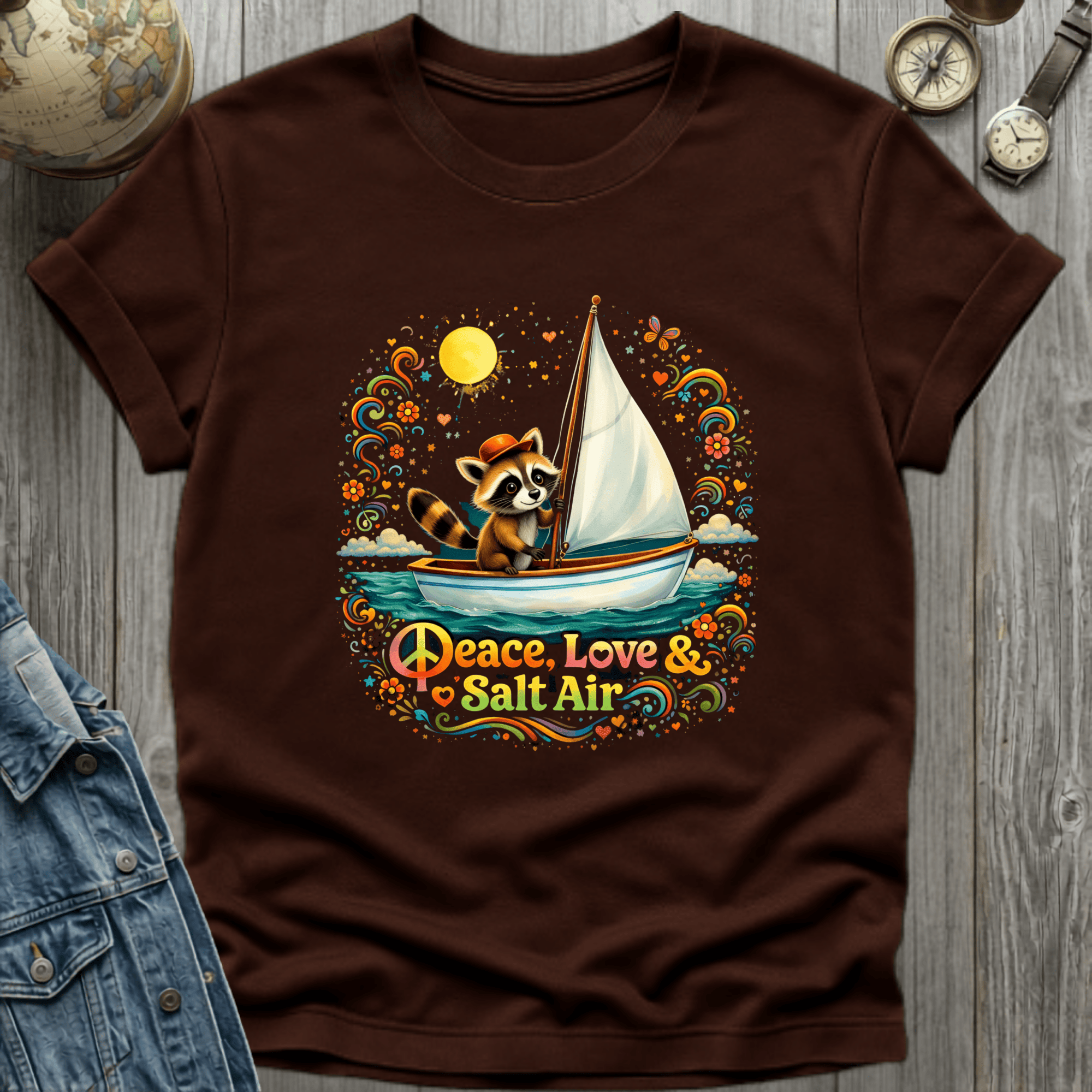 Peace Love Salt Air Raccoon T-Shirt