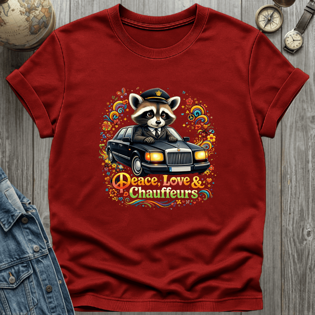Peace Love Chauffeurs Raccoon T-Shirt