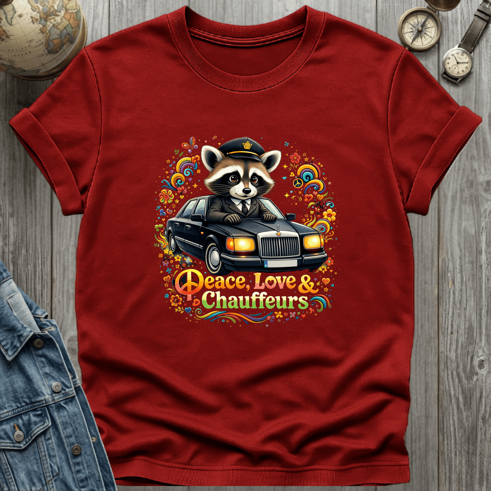 Peace Love Chauffeurs Raccoon T-Shirt