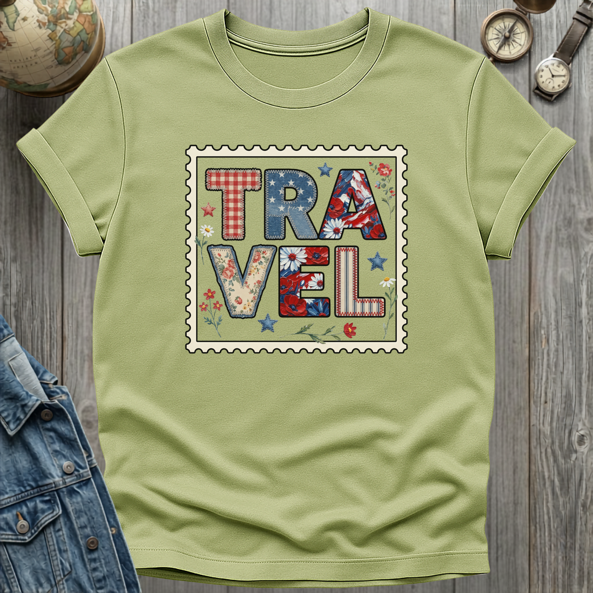 Travel Faux Patchwork T-Shirt