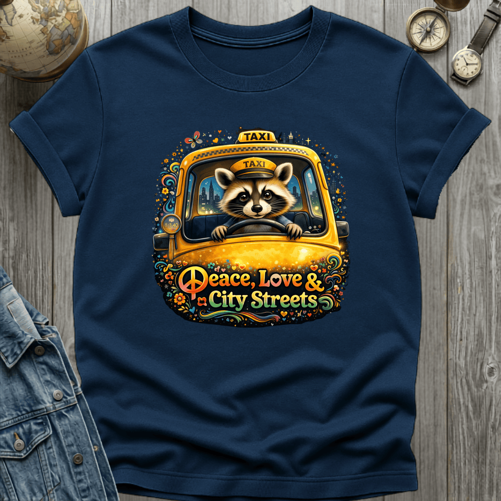 Peace Love City Streets Raccoon T-Shirt
