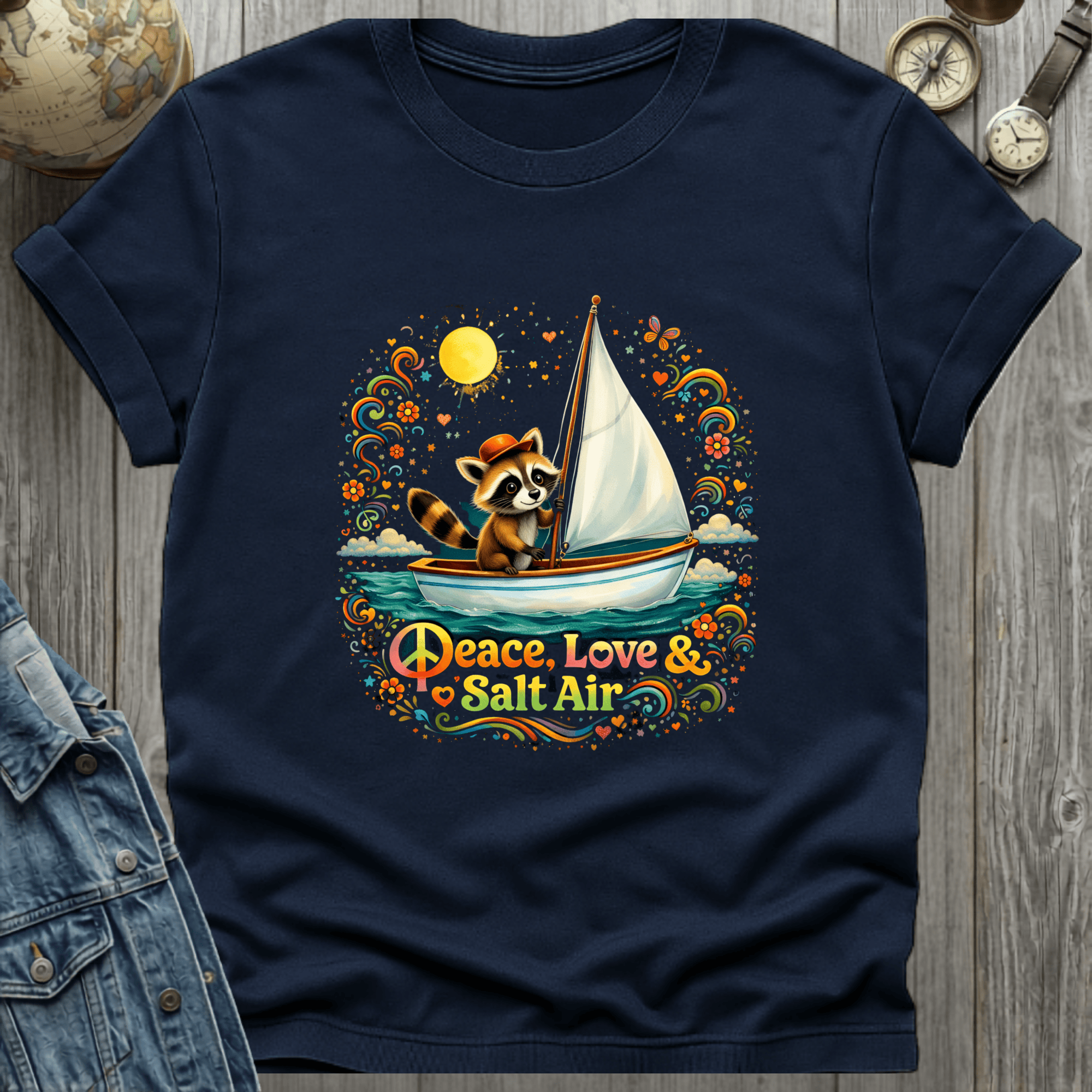 Peace Love Salt Air Raccoon T-Shirt