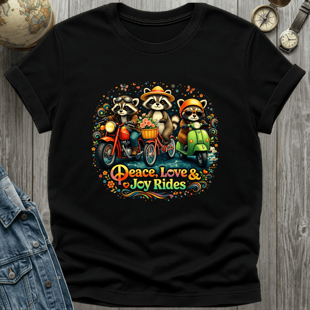Peace Love Joy Rides Raccoon T-Shirt