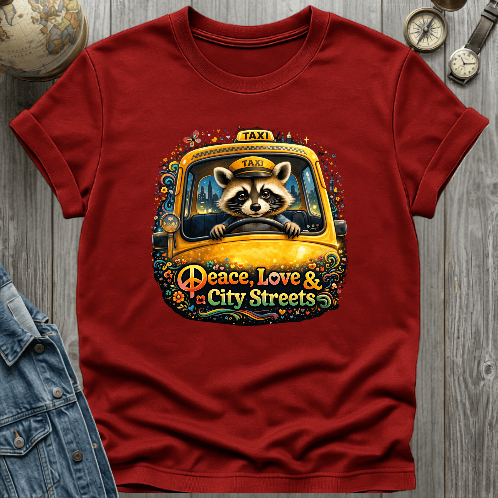 Peace Love City Streets Raccoon T-Shirt