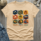 Travel Faux Latch Hook Badges T-Shirt
