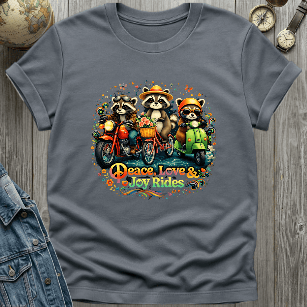 Peace Love Joy Rides Raccoon T-Shirt