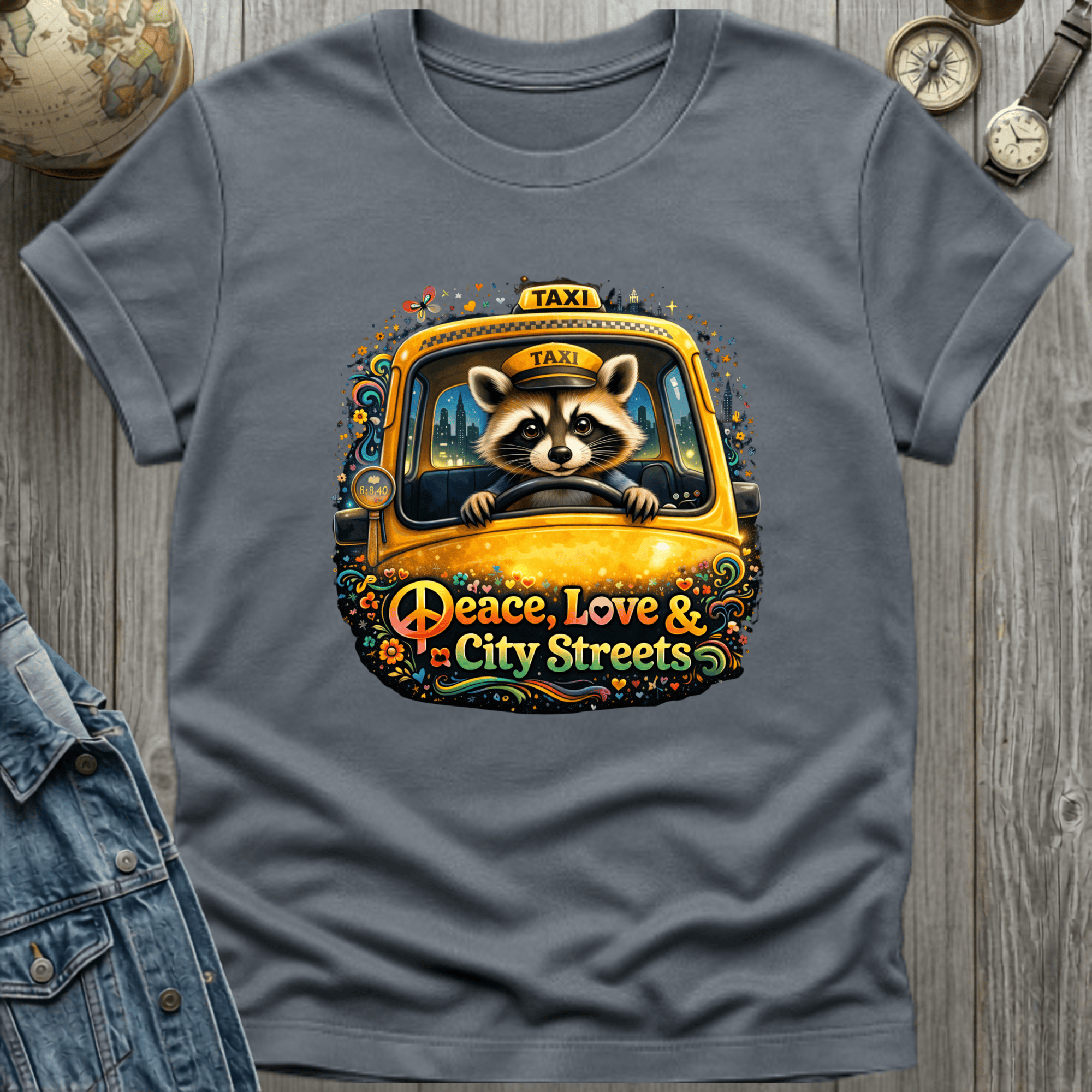 Peace Love City Streets Raccoon T-Shirt