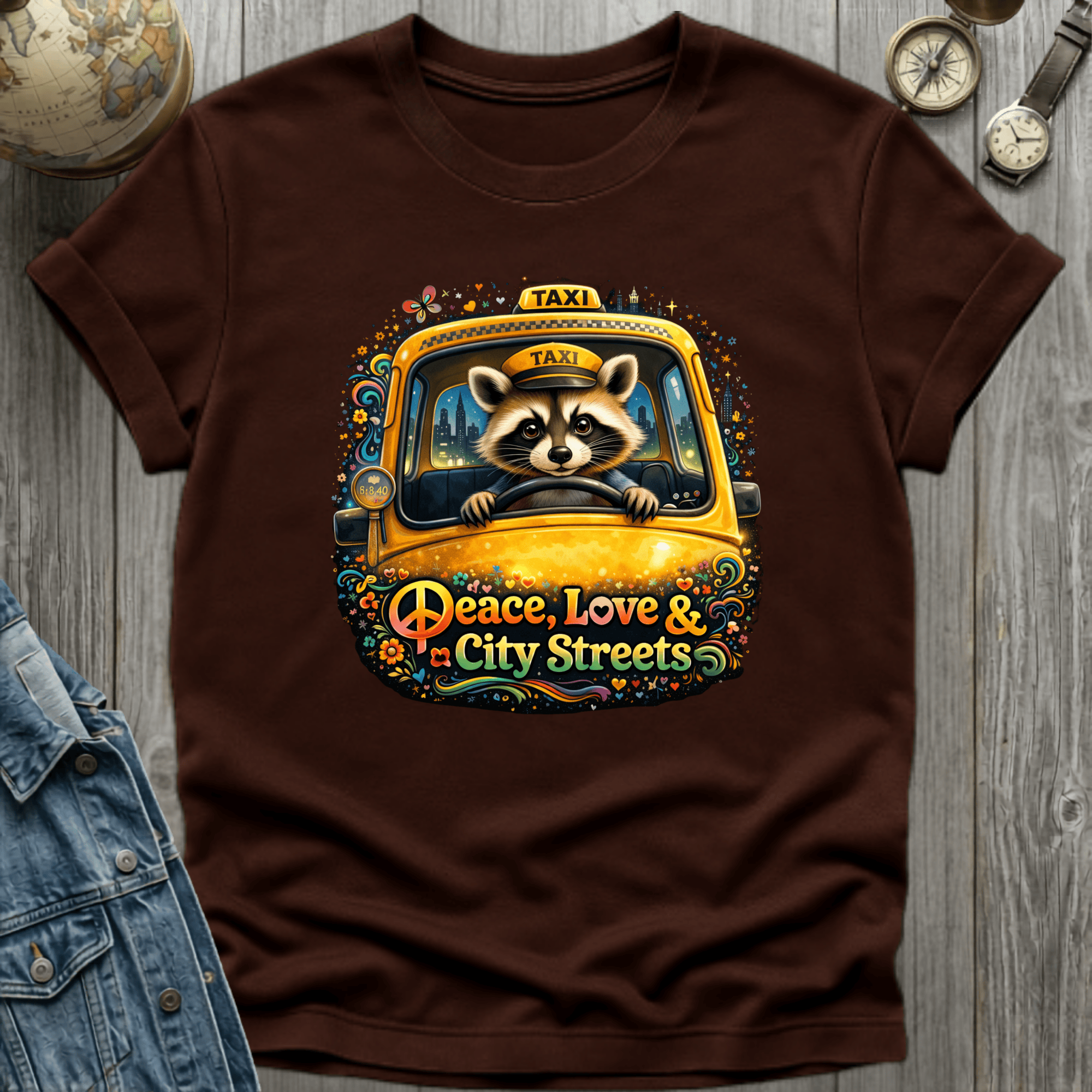 Peace Love City Streets Raccoon T-Shirt