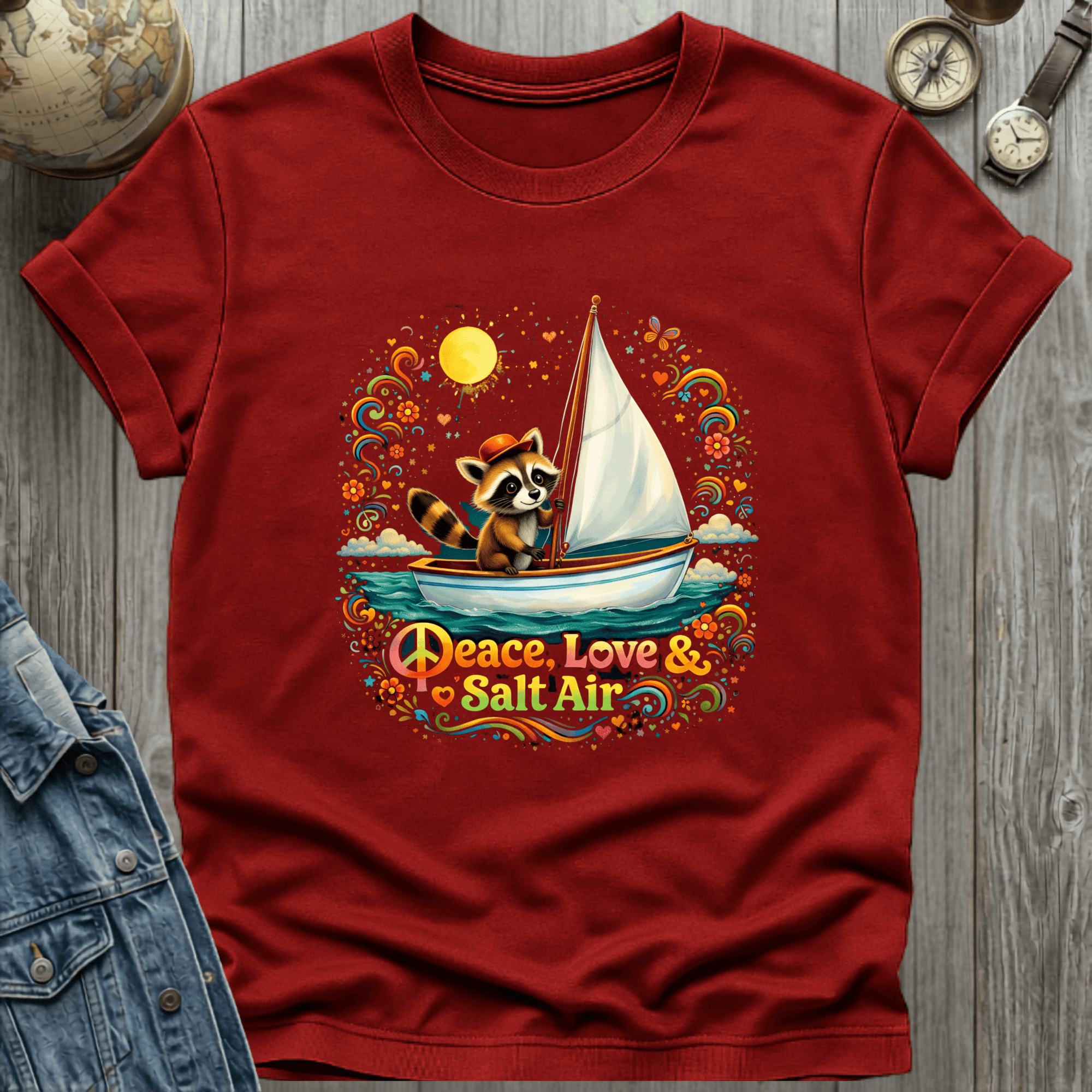 Peace Love Salt Air Raccoon T-Shirt