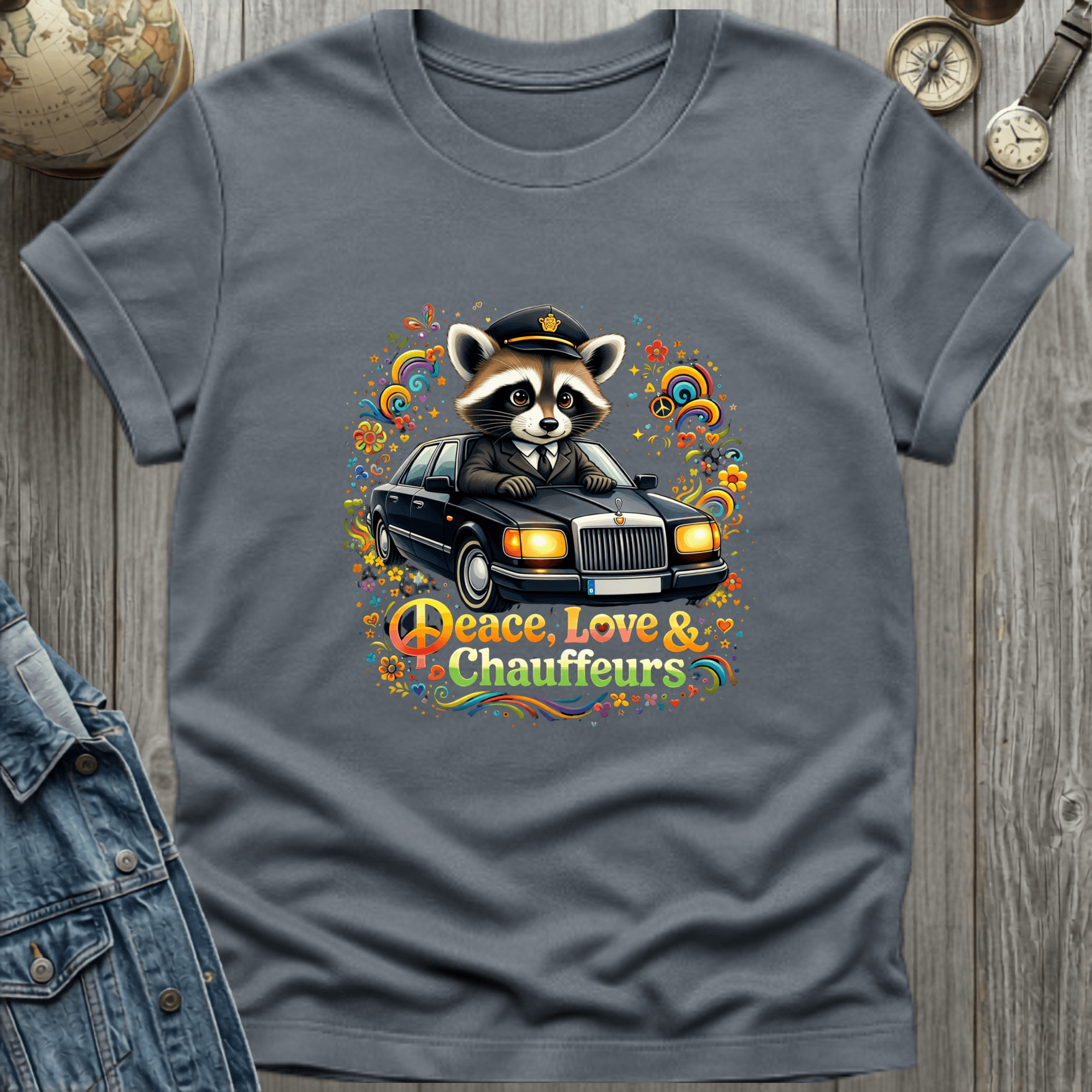 Peace Love Chauffeurs Raccoon T-Shirt