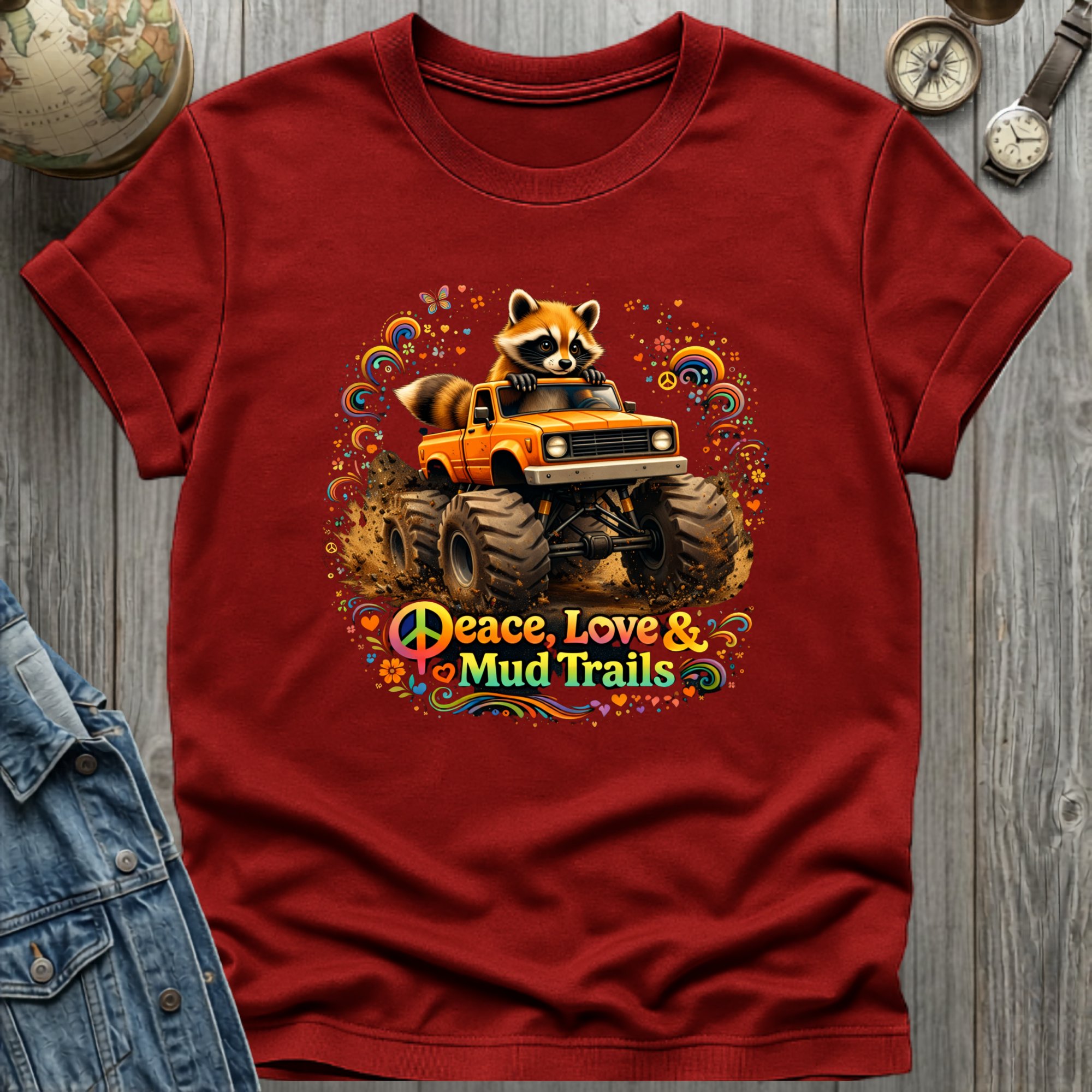 Peace Love Mud T-Shirt Cardinal Red / S