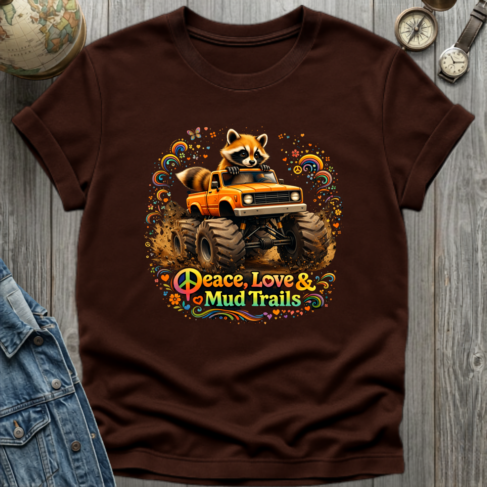 Peace Love Mud T-Shirt Dark Chocolate / S