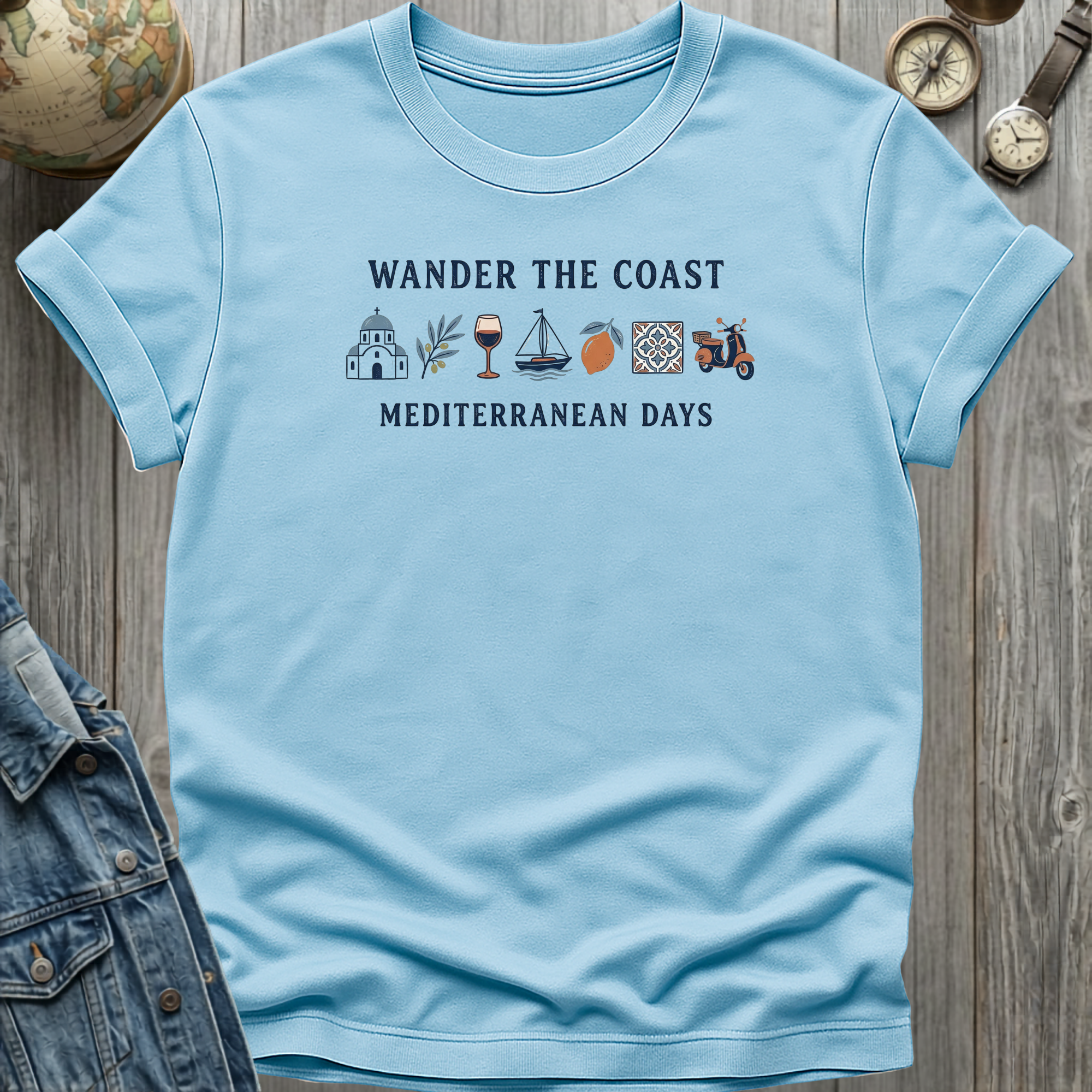 Wander the Coast T-Shirt Light Blue / S